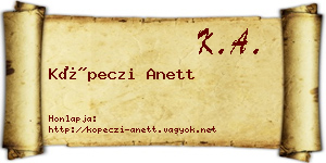 Köpeczi Anett névjegykártya